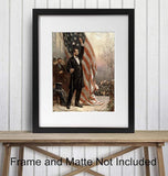 Abraham Lincoln American Flag Art Poster 8x10 Patriotic Wall Decor