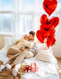 Anniversary Balloons Decorations Happy Banner Red Heart Balloons Rose Petals Latex Balloon