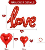 Red Heart Balloons and Love Balloon Kit 21 Pcs Valentines Wedding Party Decorations