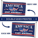 America 250 Flag 3x5 Ft Double Sided 3 Layers President Day Birthday Decoration