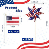 American Flags Patriotic Pinwheels 24 Pack Small USA Flags On Stick President Day Party