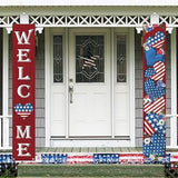 Patriotic President Day Welcome Porch Banner America Stars Stripes Memorial Day Front Door Decor