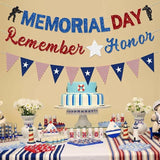 Pre Strung Memorial Day Banner Decorations Glitter Red Blue Silver Patriotic President Day Garland