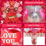 9 Pcs Valentines Day I Love You Heart Foil Balloons for Proposal Wedding Anniversary Decor