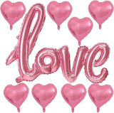 Light Pink I Love You Balloons with 18 Inch Red Heart Foil Balloons for Valentines Party