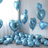 19 Pcs Blue Heart Balloons 18 Inch and 10 Inch Foil Love Balloons for Birthday Wedding Party