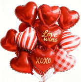 15 Pcs 18 Inch Red Love XOXO Heart Balloons Set for Valentines Day Wedding Party Decor