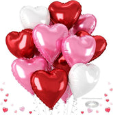 12 Pcs Pink and Red 18 Inch Heart Foil Balloons for Valentines Day Wedding Party Decor