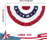 American Pleated Fan Flag (3x6 Ft) - Patriotic USA Bunting, Presidents Day Decor