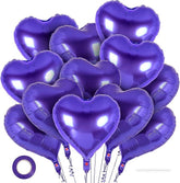 12 Pcs Purple Heart Balloons 18 Inch Love Balloon Valentines Wedding Party Decor