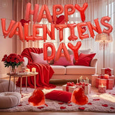 16 Inch Red Happy Valentines Day Balloon Banner Mylar Letter Hearts Party Decor