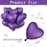 Purple Heart Balloons 10 Pcs 18 Inch Foil Metallic Birthday Valentines Wedding Party Decor
