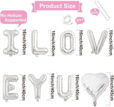 16 Inch Silver I LOVE YOU Balloons Banner with Heart Foil for Romantic Decor
