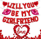 16 Inch Red will you be my girlfriend Balloons Heart Lips Love Foil Decor