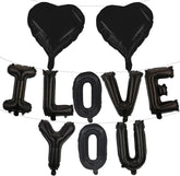 16 Inch Black I LOVE YOU Balloons Banner with Heart Foil for Romantic Decor