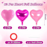 12 Pcs Colorful Heart Balloons 18 Inch Foil Love Balloons for Valentines Wedding Party