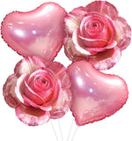 Pink Rose Foil Balloons Will You Be My Girlfriend Valentines Heart Party Decor