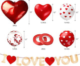Valentines Balloon Banner Kit 14 Heart I Love You Letter with 35 Red White Balloons