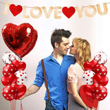 Valentines Balloon Banner Kit 14 Heart I Love You Letter with 35 Red White Balloons