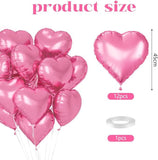 12Pcs Pink Heart Balloons Pastel Foil Balloons for Birthday Wedding Party