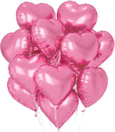 12Pcs Pink Heart Balloons Pastel Foil Balloons for Birthday Wedding Party