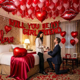 Red Will You Be My Girlfriend Balloon Set Heart Lips Love Balloons Valentines Decor