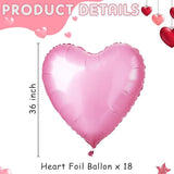 18Pcs Pink 32 Inch Large Heart Balloons Jumbo Foil Balloons Valentines Decor