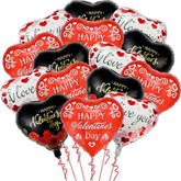 15Pcs Heart Balloons 18 Inch Black Red Valentines Day Party Decor Romantic Night