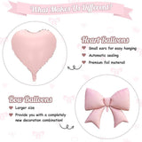 10Pcs Pink White Heart Foil Balloons 18 Inch Bow Balloon Birthday Wedding Party Decor