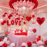 Valentines Day Bedroom Balloon Arch Kit Love Heart Balloons Rose Petals Decor