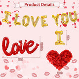114Pcs Red Valentines Day Decorations I Love You Balloons Rose Petals Garland Decor