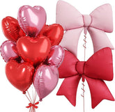10Pcs Red Pink Heart Foil Balloons 18 Inch Bow Balloon Birthday Wedding Party Decor
