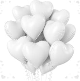 12Pcs White Heart Foil Balloons 18 Inch Valentines Day Birthday Wedding Party Decor