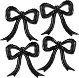 4Pcs Black Bow Foil Balloons Mylar Balloon Set Birthday Bridal Shower Party Decor