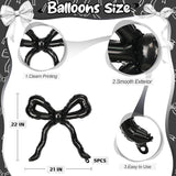 5Pcs Black Bow Mylar Foil Balloons Giant Party Decorations Birthday Wedding Bridal Shower