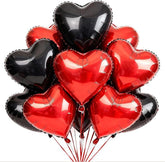 18Pcs Red Black Heart Foil Balloons 18 Inch Valentines Day Wedding Party Decor