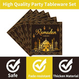 96 Piece Ramadan Party Tableware Set Plates Napkins Forks Decorations 24 Guests