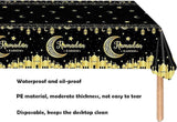 3 Pack Ramadan Tablecloths Black Gold Ramadan Kareem Disposable Table Covers 54x108 Inch