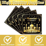 Eid Mubarak Party Decorations 50 Piece Ramadan Paper Napkins Star Moon Theme