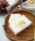 50 Piece Eid Mubarak Plates and Napkins Set White Gold Ramadan Party Supplies