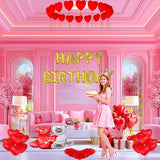 Happy Birthday Decorations For Women Romantic Balloons Set Love Banner Rose Heart Balloons