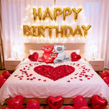 Happy Birthday Decorations For Women Romantic Balloons Set Love Banner Rose Heart Balloons