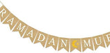 Burlap Ramadan Mubarak Banner Glitter Moon Star Mantel Fireplace Decoration Supplies