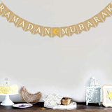 Burlap Ramadan Mubarak Banner Glitter Moon Star Mantel Fireplace Decoration Supplies