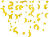 50ft Glitter Moon Stars Garland 6 Pack Gold Crescent Star Hanging Decorations Party