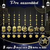 24 Pcs Islamic Star Moon Lantern Ramadan Garland Eid Banner Gold Party Wall Decor