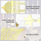 8 Pcs Eid Hanging Decorations Pre Strung Garland Star Moon Lantern Gold Party Decor