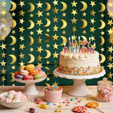 5 Pack Gold Moon Star Garland Glitter Hanging Streamers Banner Party Decorations