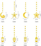 Gold Star Moon Lantern Ramadan Garland Hanging Banner Eid Mubarak Home Decor