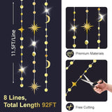 Gold Moon Star Garland Crescent Hanging Decor Ramadan Eid Mubarak Party Supplies